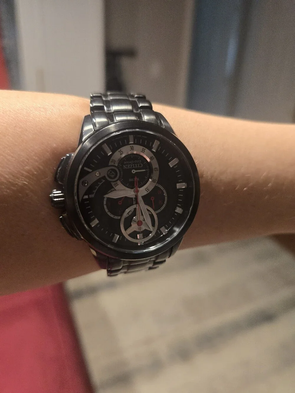 Citizen Eco-Drive Men’s Black Stainless Steel Chronograph Watch